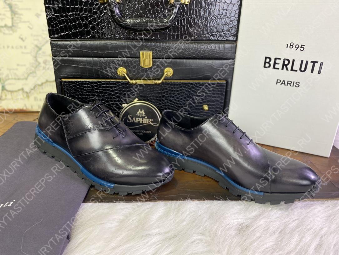 BERLUTI LEATHER OXFORD PURPLE S4440-VX1