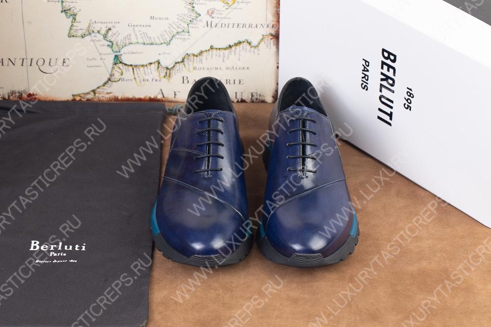 BERLUTI LEATHER OXFORDS BLUE S5799