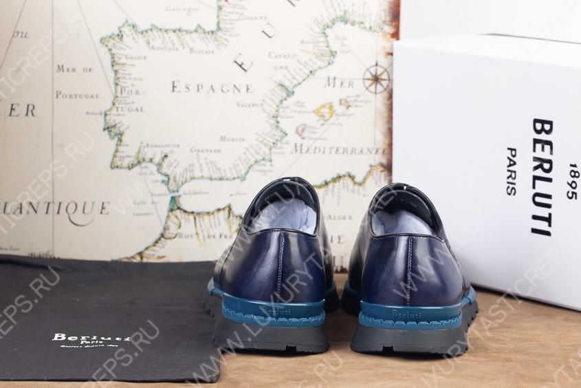 BERLUTI LEATHER OXFORDS BLUE S5799
