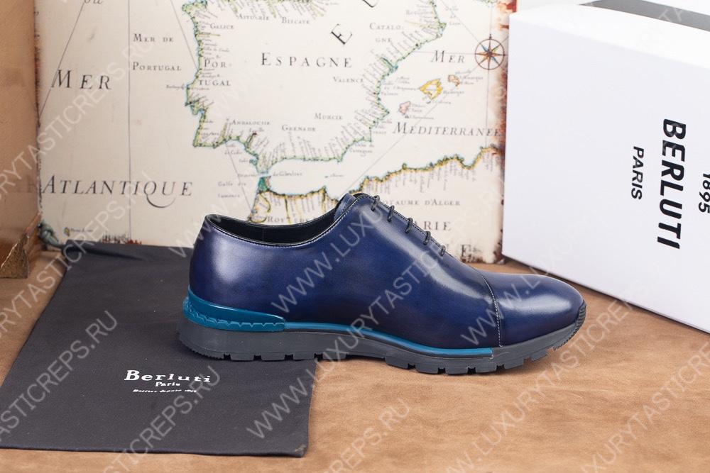 BERLUTI LEATHER OXFORDS BLUE S5799