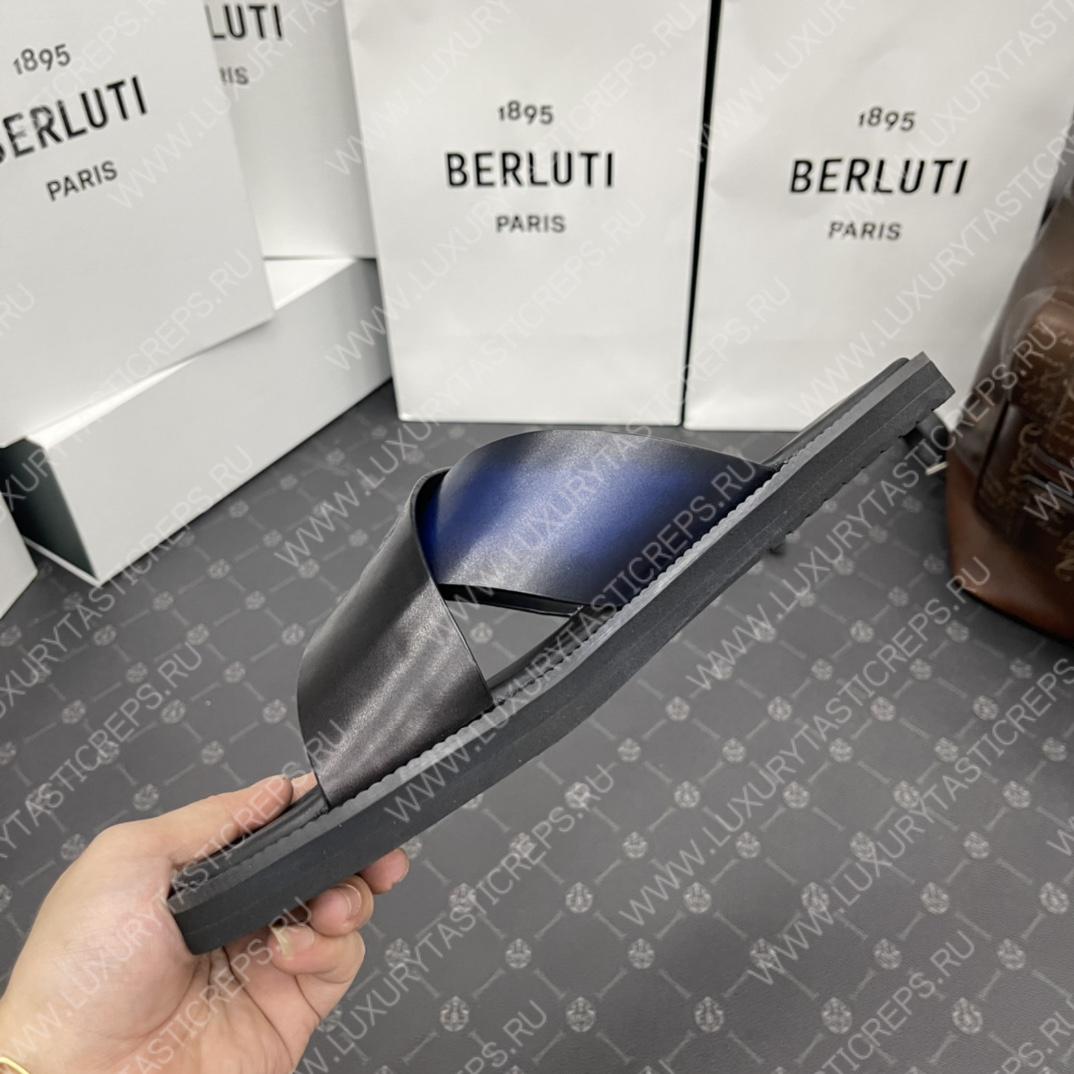 BERLUTI SIFNOS SCRITO LEATHER SANDAL BLACK S5438-V33