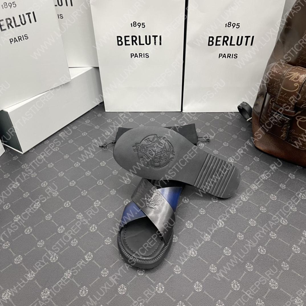 BERLUTI SIFNOS SCRITO LEATHER SANDAL BLACK S5438-V33