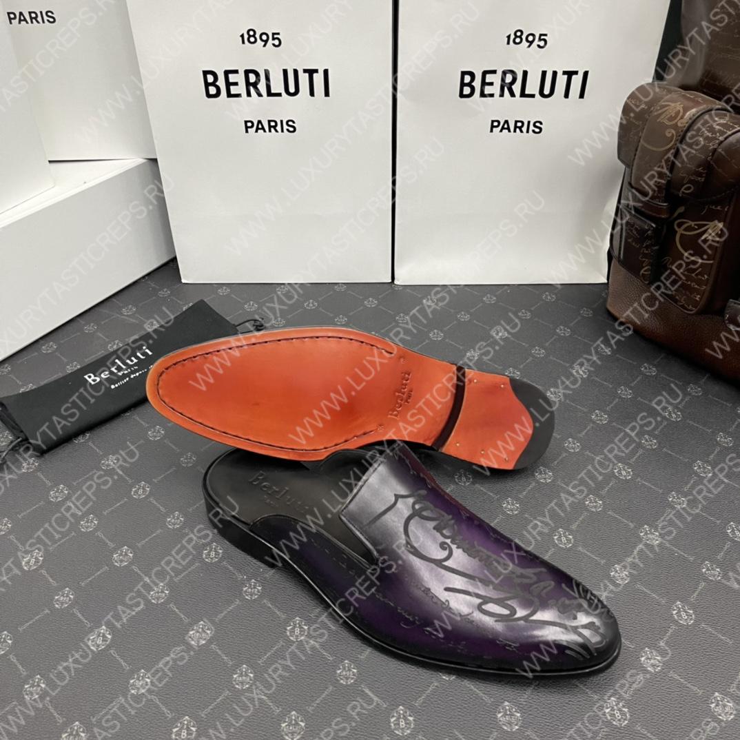 BERLUTI CYRUS SCRITTO SLIPPERS PURPLE S3786