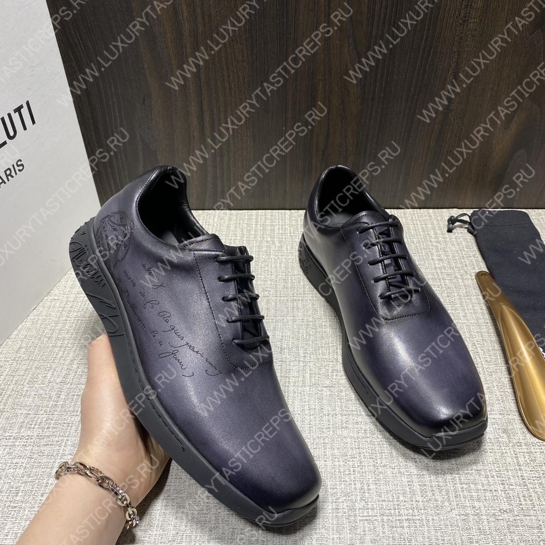 BERLUTI LEATHER SNEAKER NAVY BLUE S5738-D1