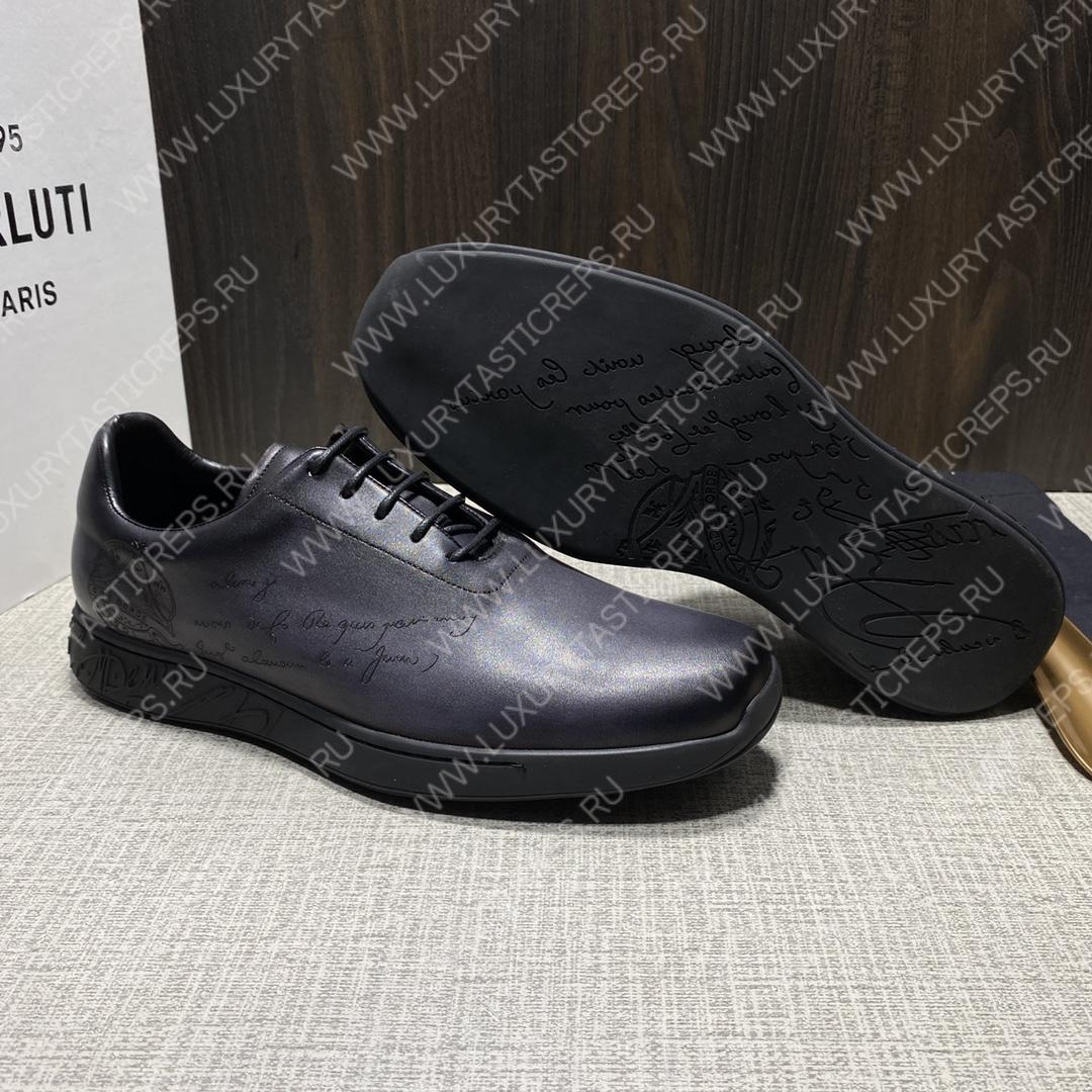 BERLUTI LEATHER SNEAKER NAVY BLUE S5738-D1