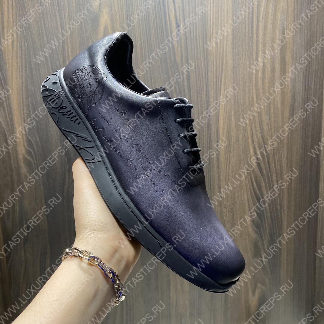 BERLUTI LEATHER SNEAKER NAVY BLUE S5738-D1