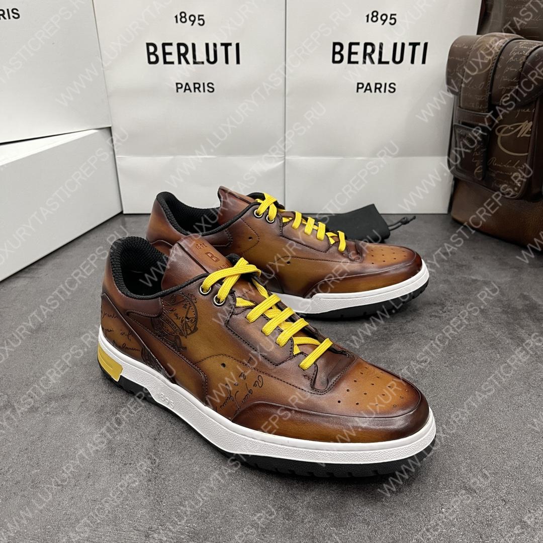 BERLUTI PLAYOFF SCRITTO SNEAKER HONEY S5867-V2