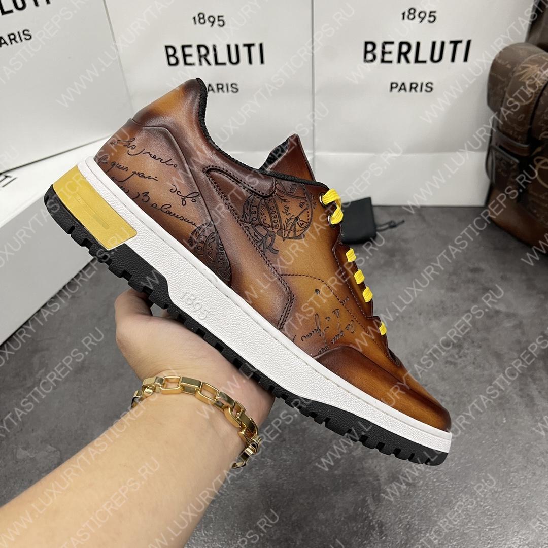 BERLUTI PLAYOFF SCRITTO SNEAKER HONEY S5867-V2