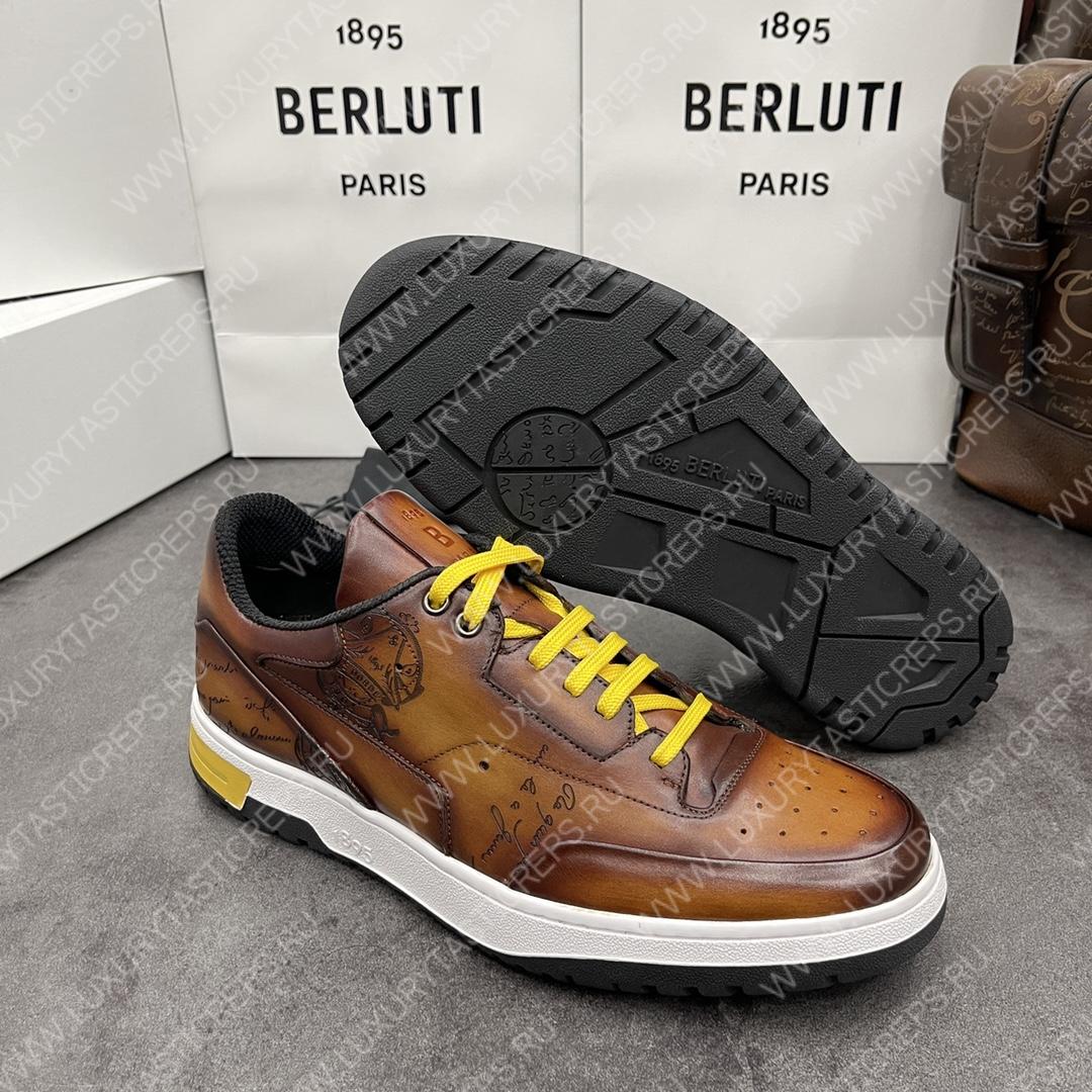 BERLUTI PLAYOFF SCRITTO SNEAKER HONEY S5867-V2