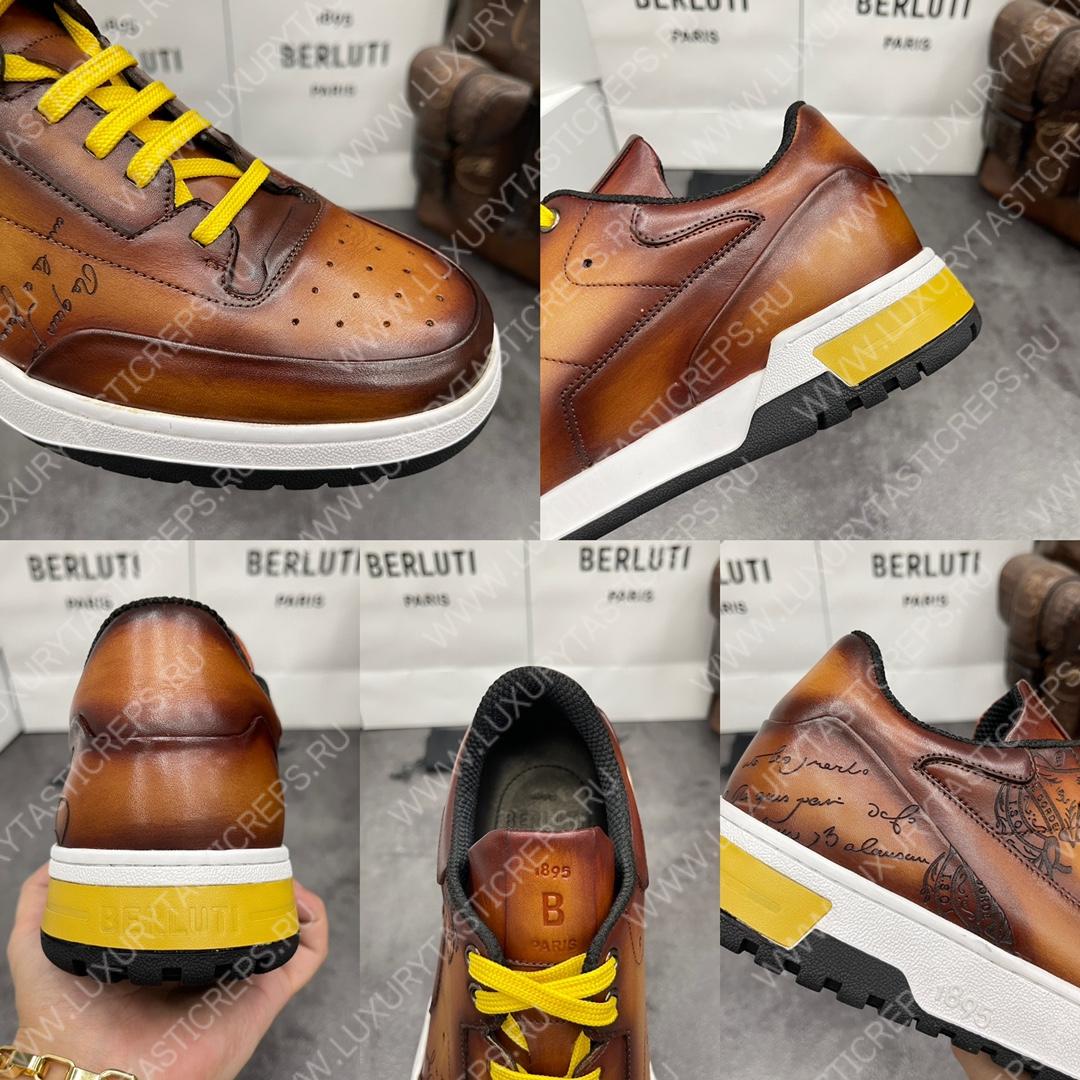 BERLUTI PLAYOFF SCRITTO SNEAKER HONEY S5867-V2