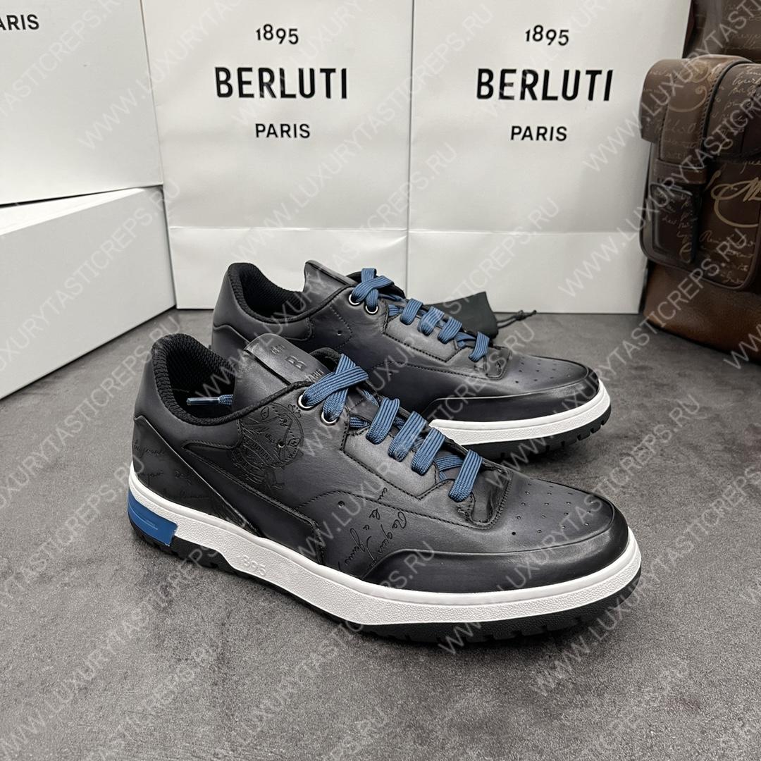 BERLUTI PLAYOFF SCRITTO SNEAKER BLACK GREY S5867-V2