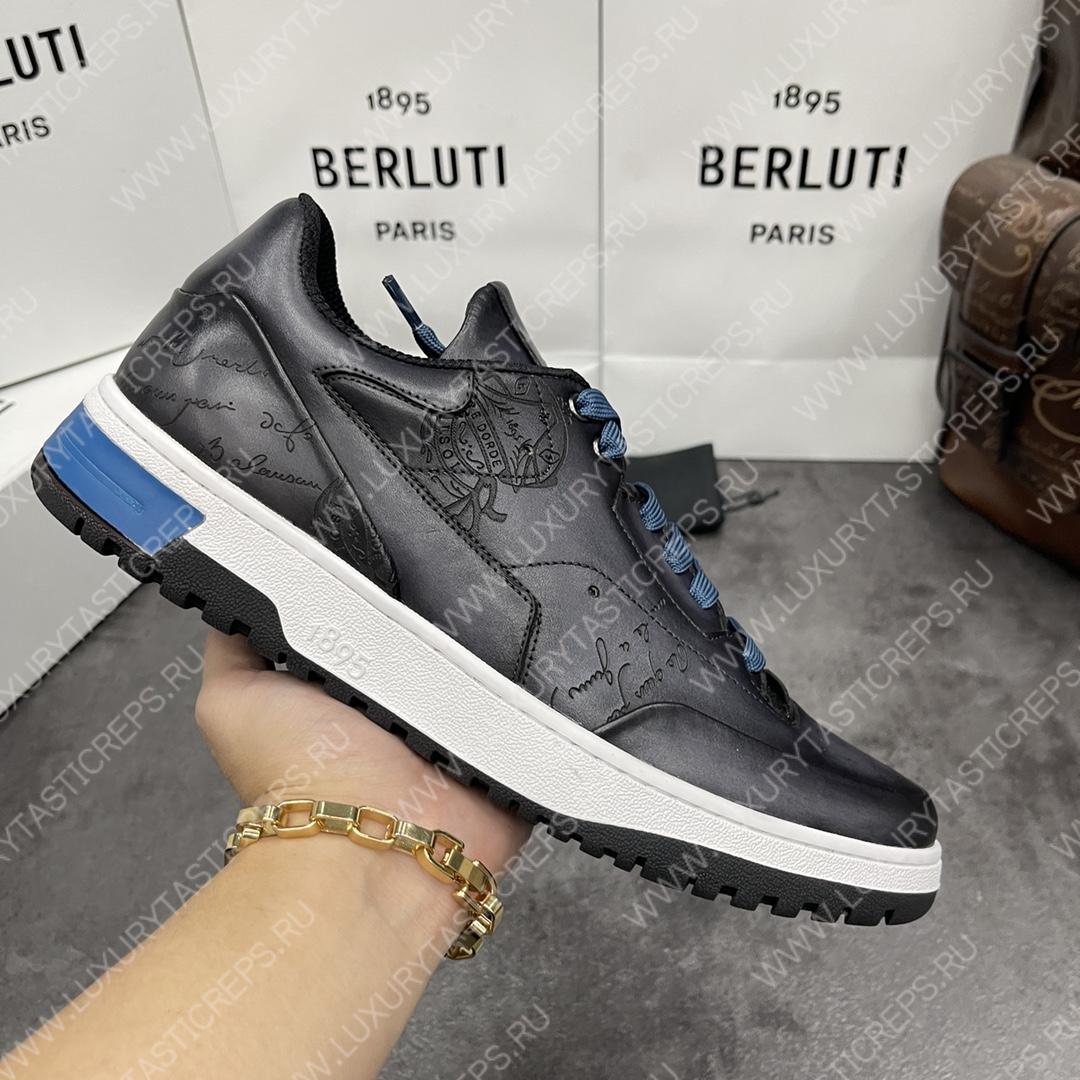BERLUTI PLAYOFF SCRITTO SNEAKER BLACK GREY S5867-V2