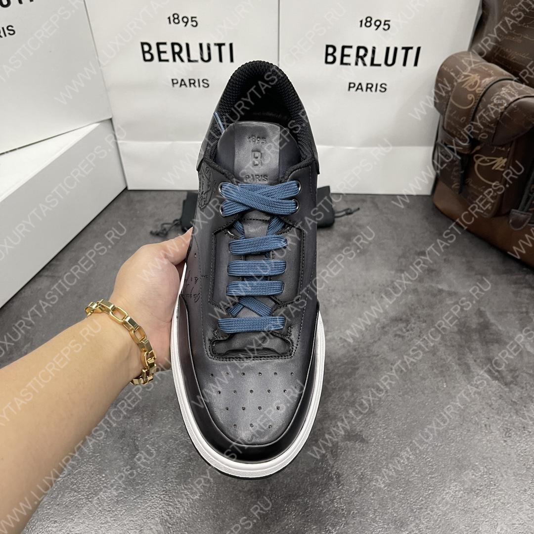BERLUTI PLAYOFF SCRITTO SNEAKER BLACK GREY S5867-V2