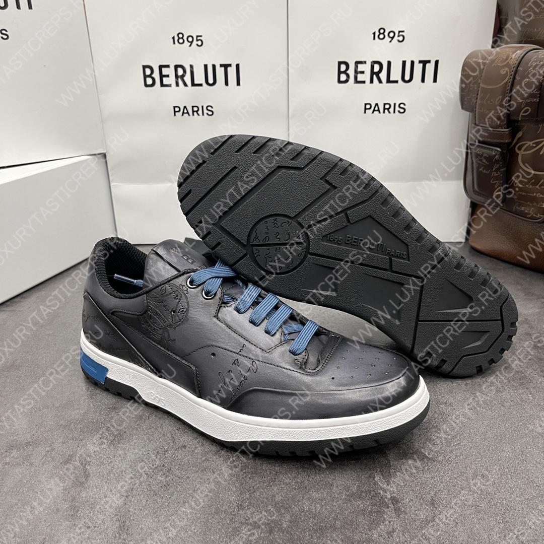 BERLUTI PLAYOFF SCRITTO SNEAKER BLACK GREY S5867-V2