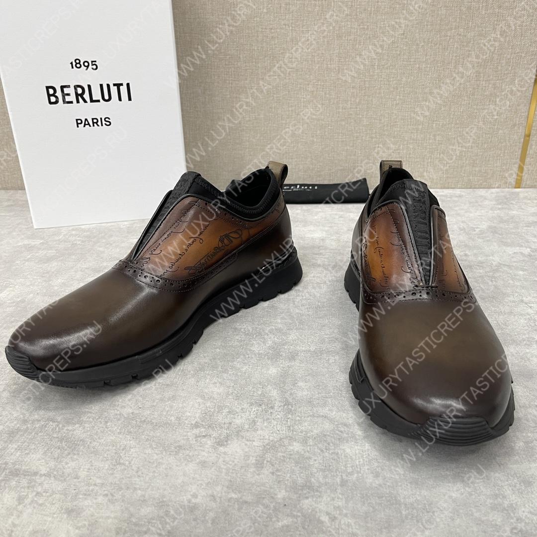 BERLUTI FAST TRACK SCRITTO SNEAKER INTENSE COCOA S6065-V2