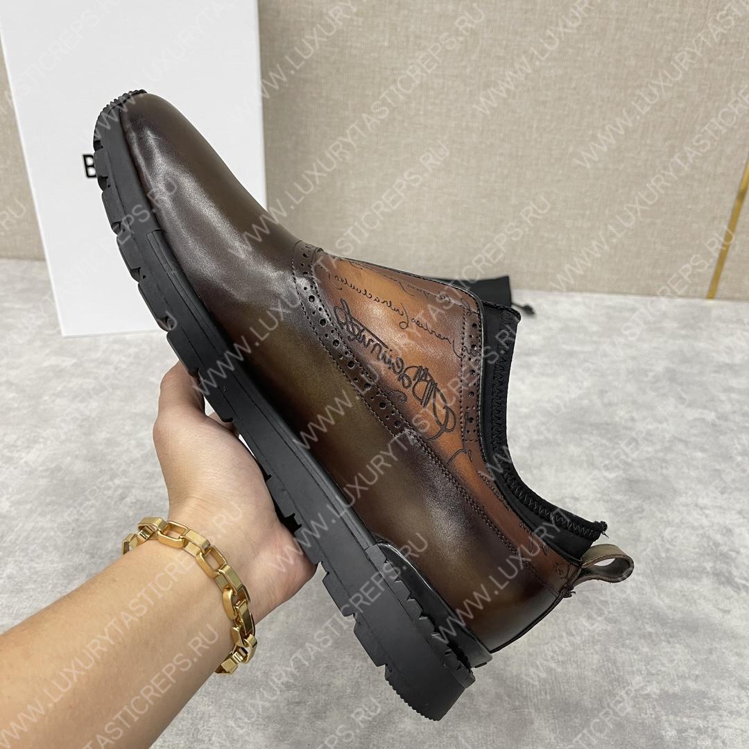 BERLUTI FAST TRACK SCRITTO SNEAKER INTENSE COCOA S6065-V2