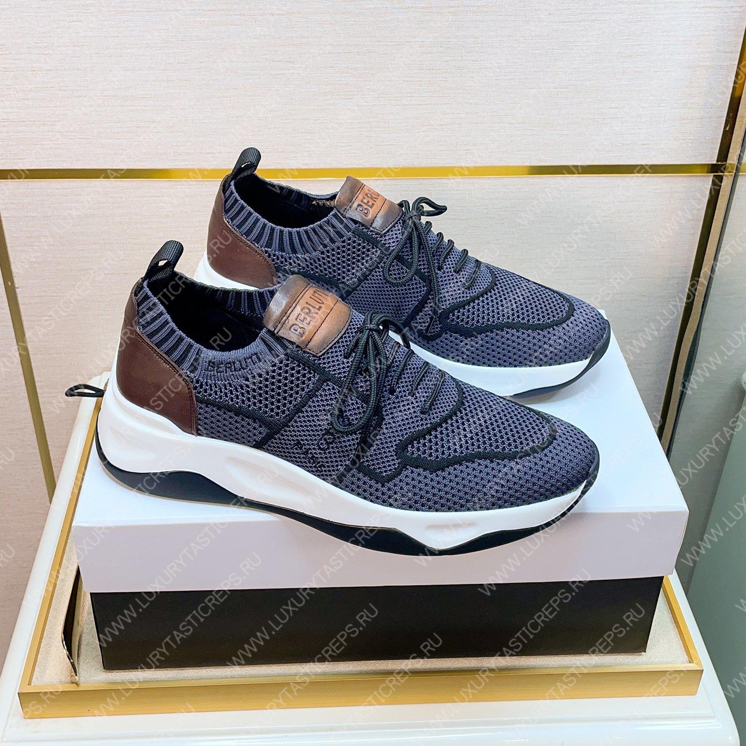 BERLUTI SHADOW KNIT SNEAKERS NAVY S4918