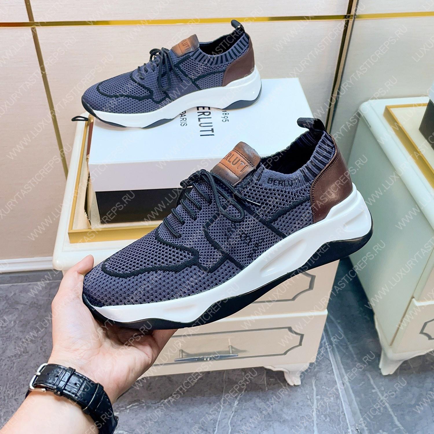 BERLUTI SHADOW KNIT SNEAKERS NAVY S4918