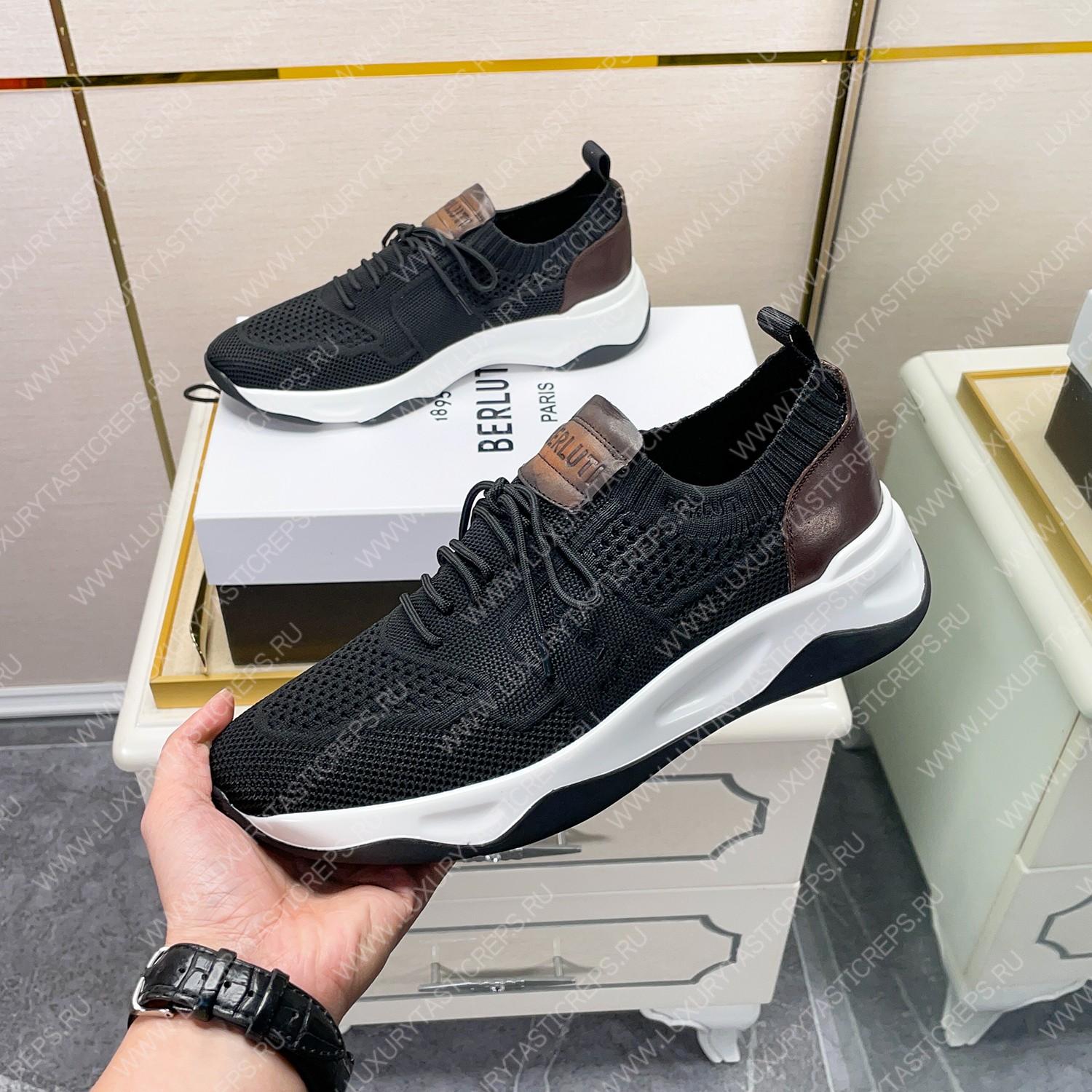 BERLUTI SHADOW KNIT SNEAKERS BLACK S4918