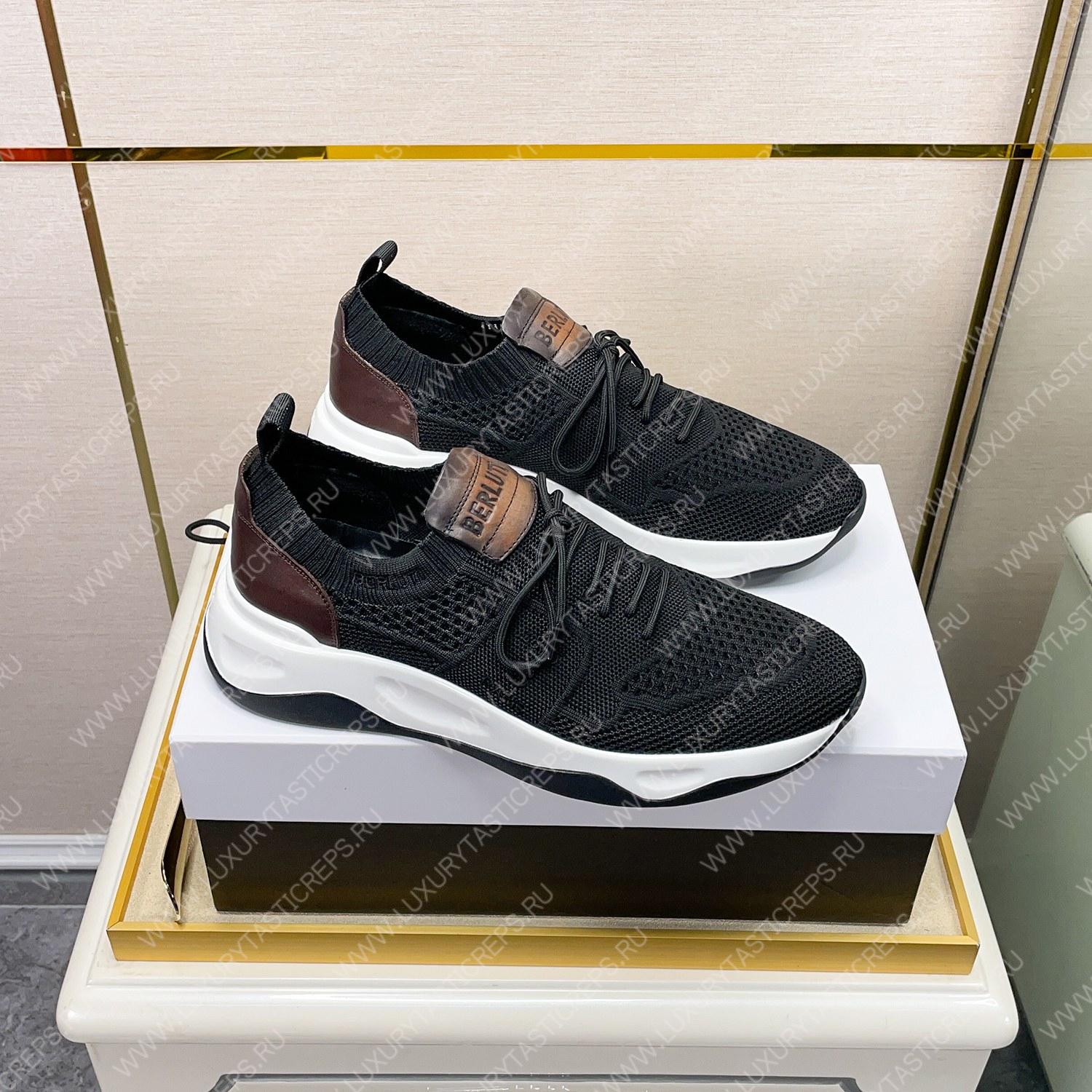BERLUTI SHADOW KNIT SNEAKERS BLACK S4918