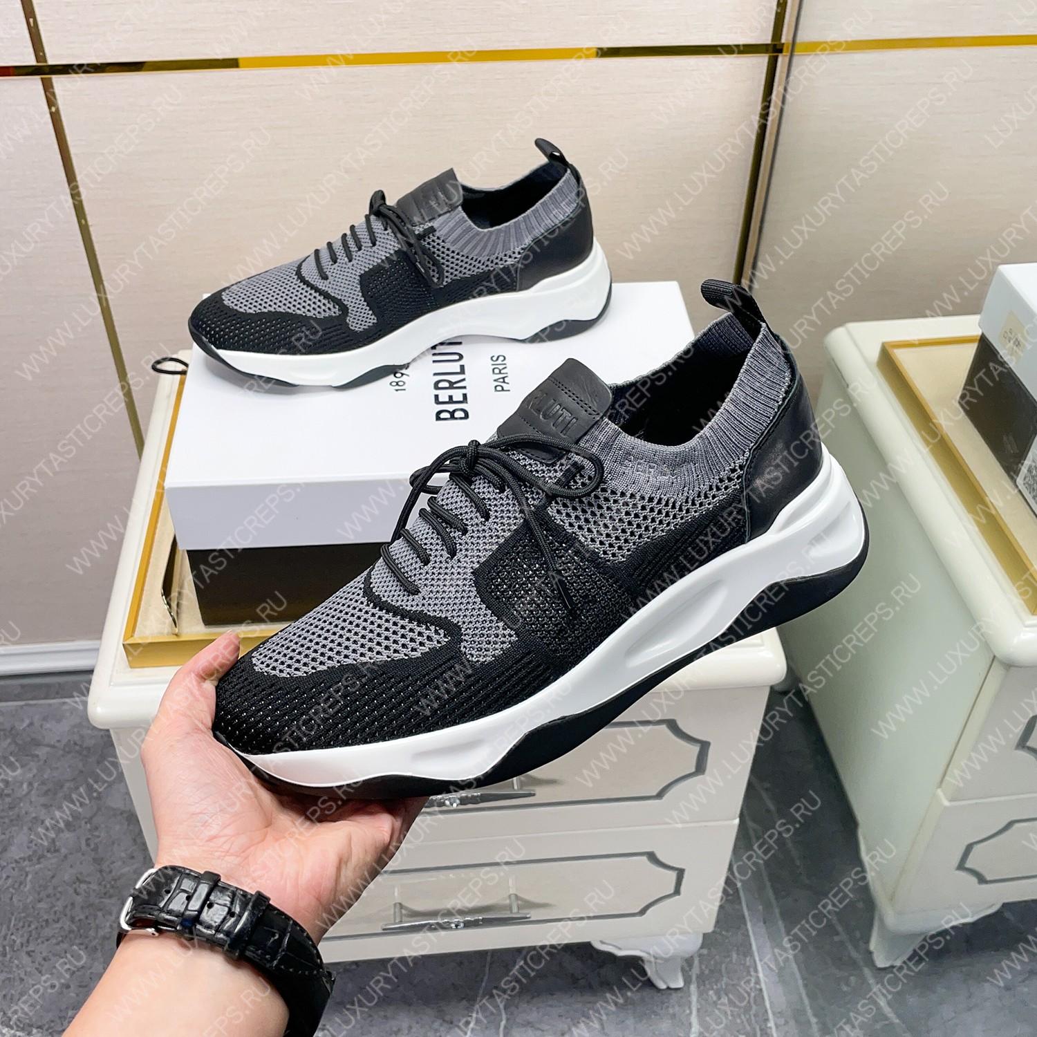 BERLUTI SHADOW KNIT SNEAKERS GREY S4918