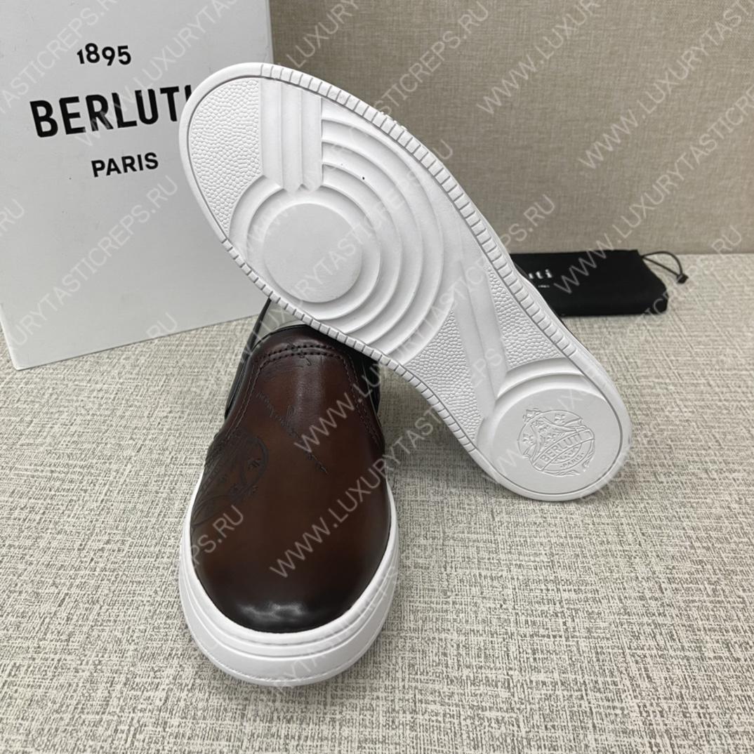 BERLUTI PLAYTIME SCRITTO SLIP-ON DARK BROWN S5685-V2