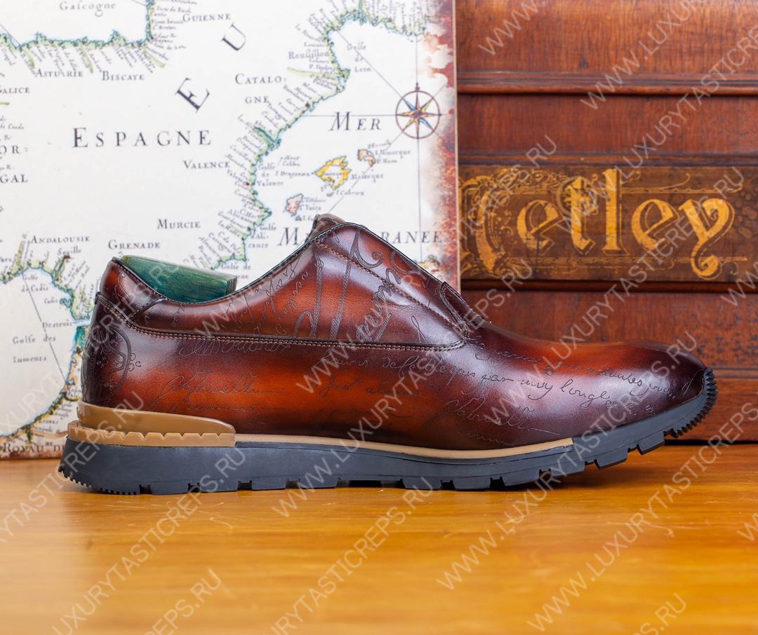 BERLUTI PLATOFF SCRITTO SNEAKER HONEY S5867