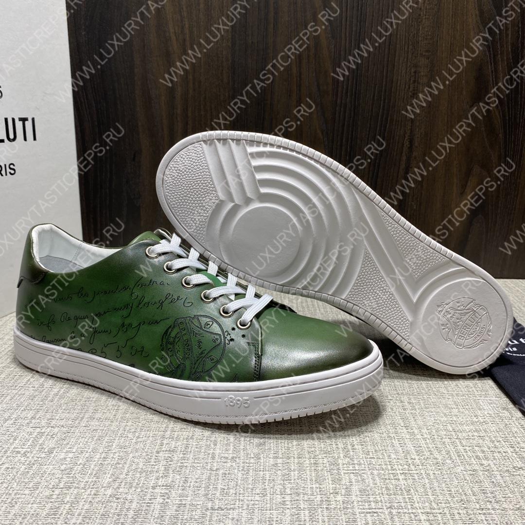 BERLUTI PLAYTIME SCRITTO SNEAKER BEETLE GREEN S5330-V2
