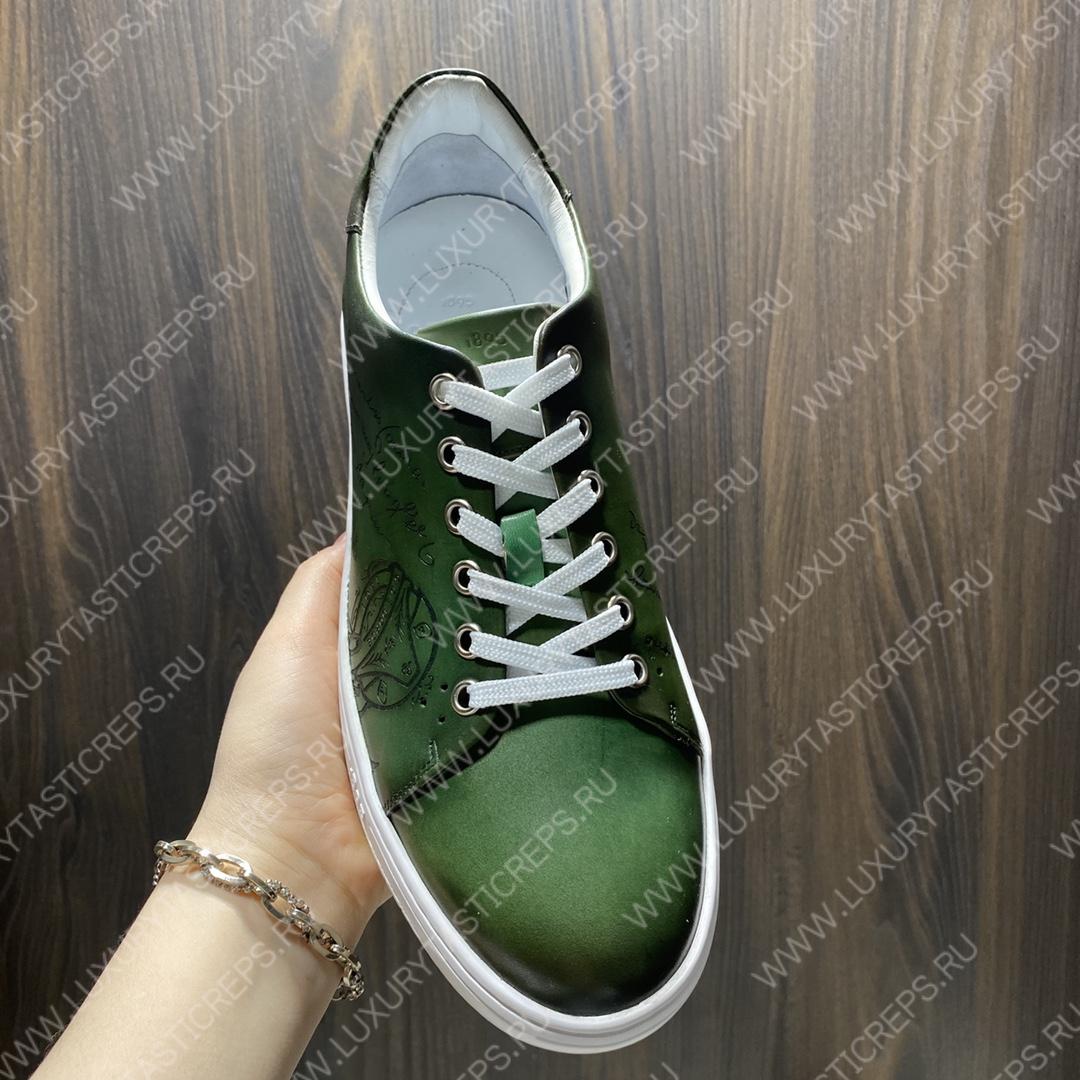 BERLUTI PLAYTIME SCRITTO SNEAKER BEETLE GREEN S5330-V2