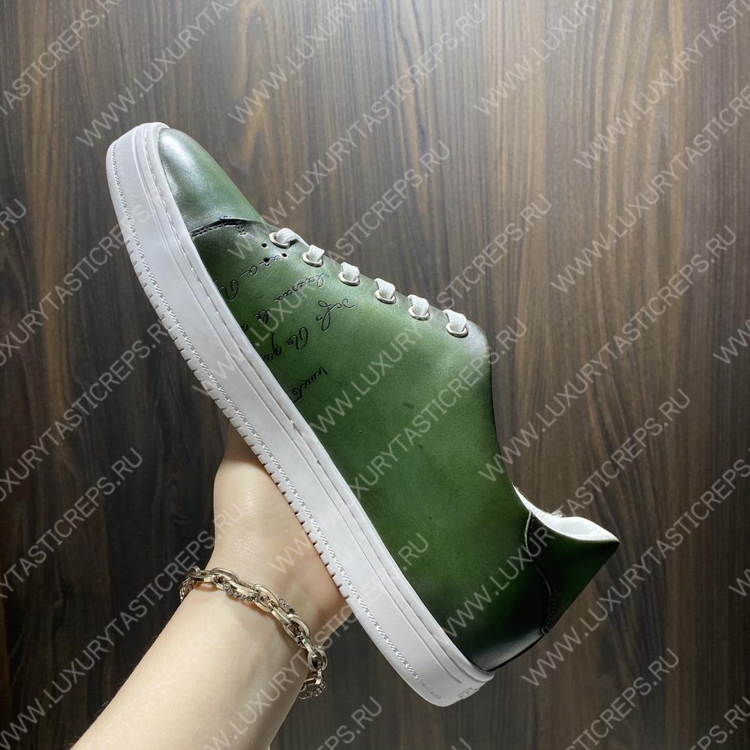 BERLUTI PLAYTIME SCRITTO SNEAKER BEETLE GREEN S5330-V2