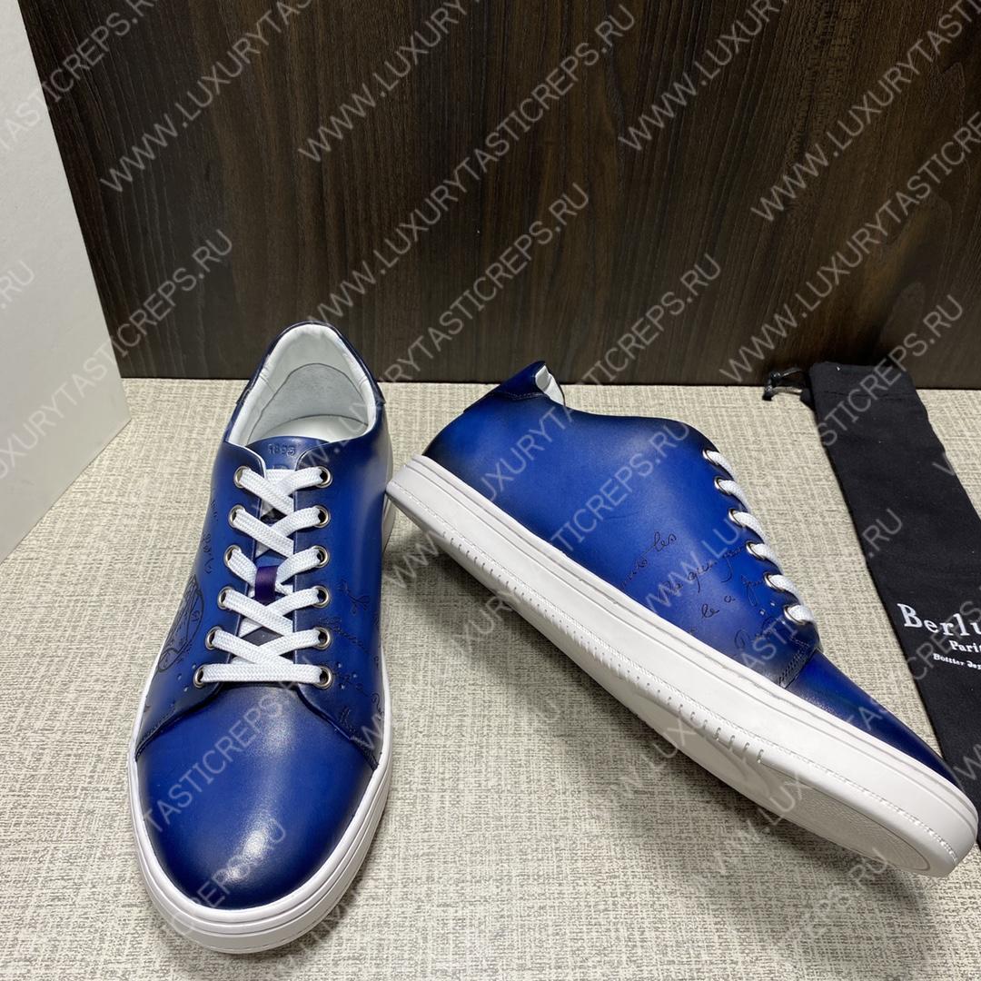 BERLUTI PLAYTIME SCRITTO SNEAKER BLUE S5330-V2
