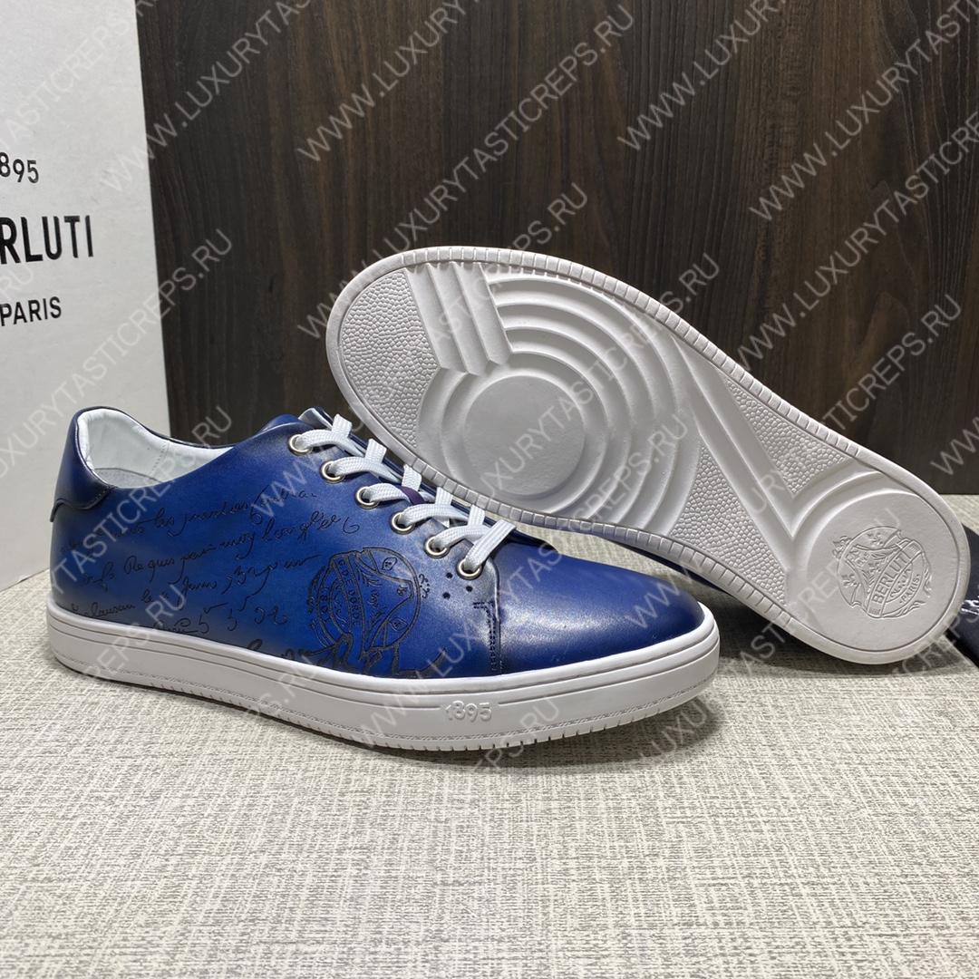 BERLUTI PLAYTIME SCRITTO SNEAKER BLUE S5330-V2