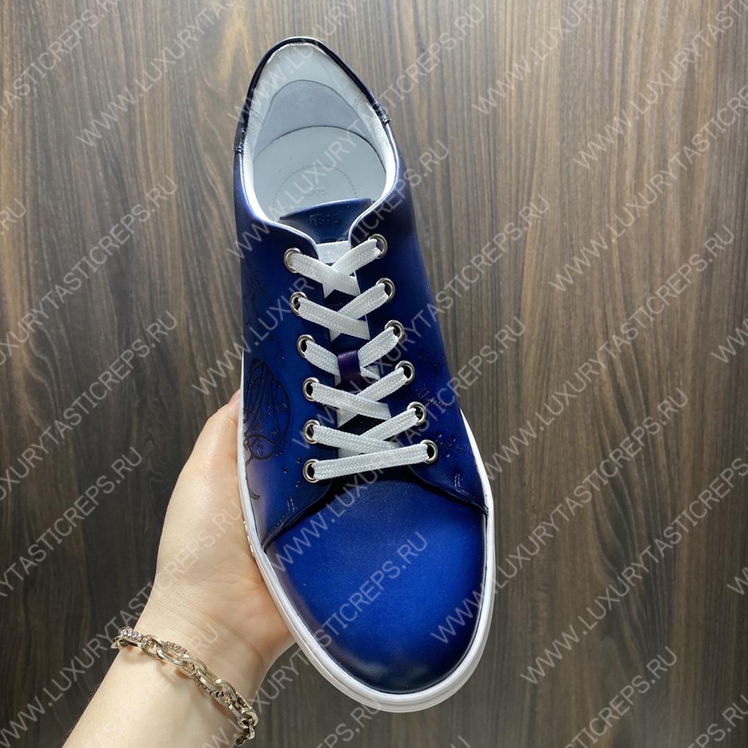 BERLUTI PLAYTIME SCRITTO SNEAKER BLUE S5330-V2