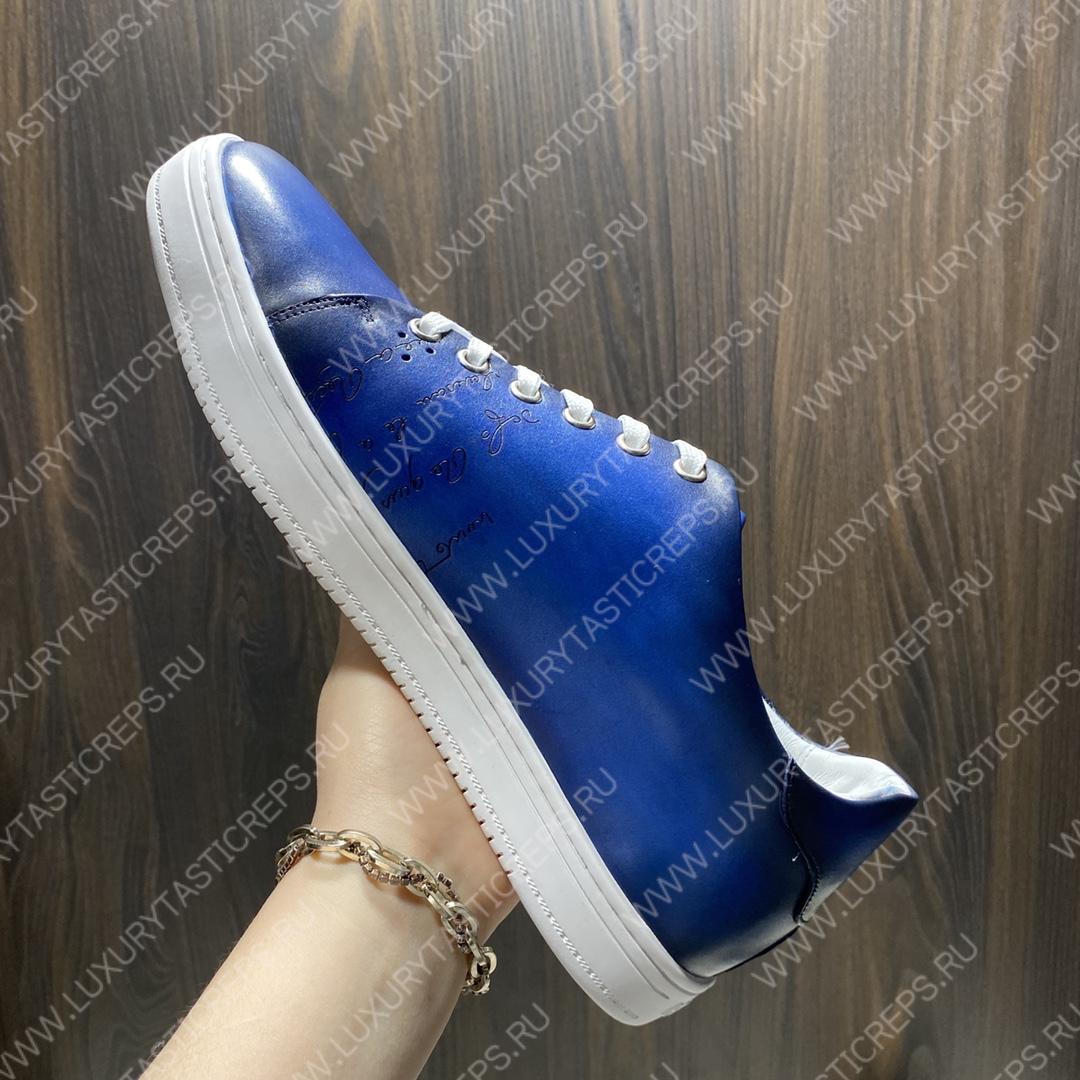 BERLUTI PLAYTIME SCRITTO SNEAKER BLUE S5330-V2