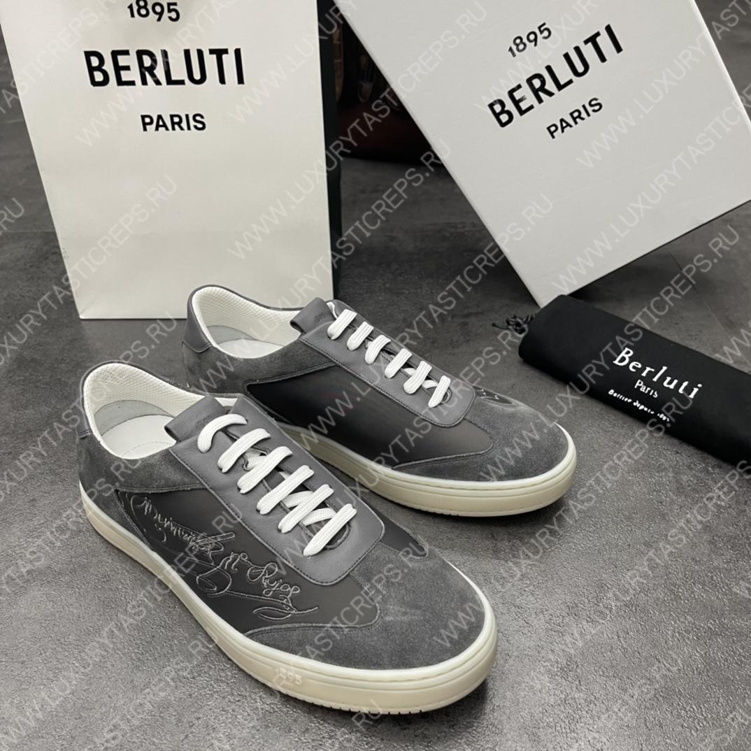 BERLUTI PLAYTIME SCRITTO SNEAKER DARK GREY S5830-BA8