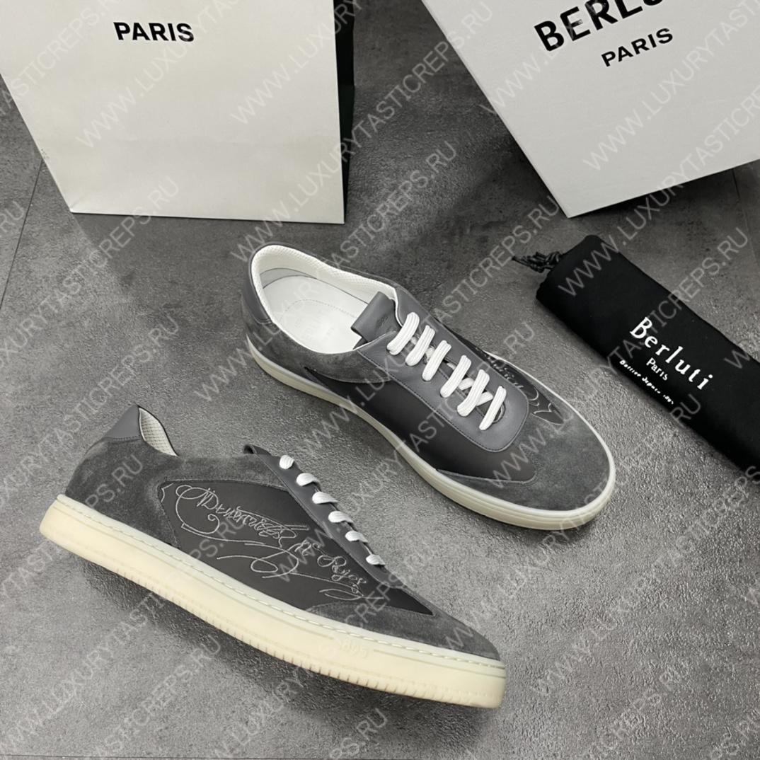 BERLUTI PLAYTIME SCRITTO SNEAKER DARK GREY S5830-BA8