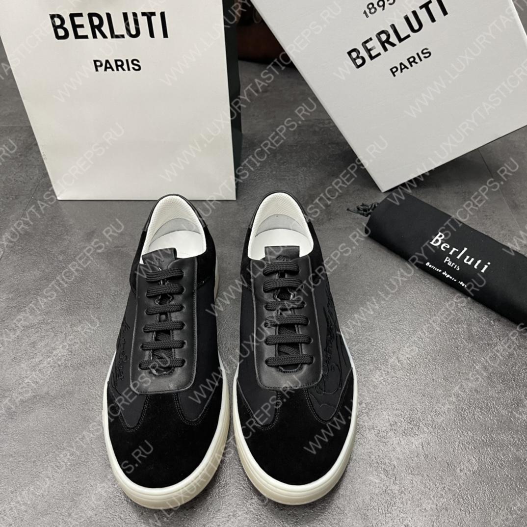 BERLUTI PLAYTIME SCRITTO SNEAKER BLACK S5830-BA8
