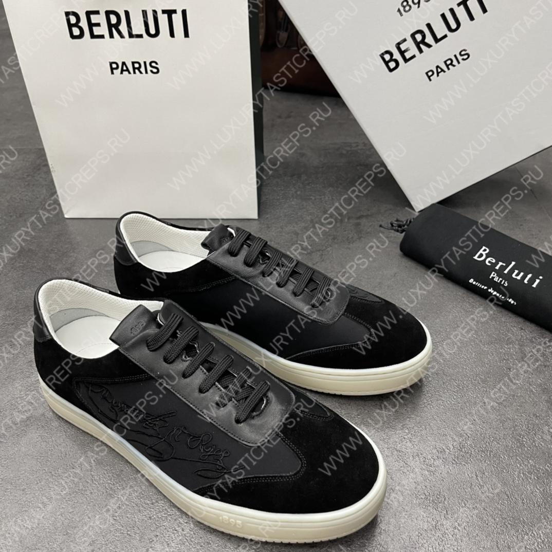 BERLUTI PLAYTIME SCRITTO SNEAKER BLACK S5830-BA8