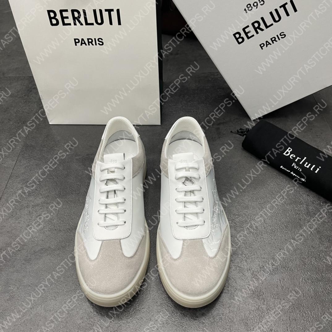 BERLUTI PLAYTIME SCRITTO SNEAKER WHITE S5830-BA8