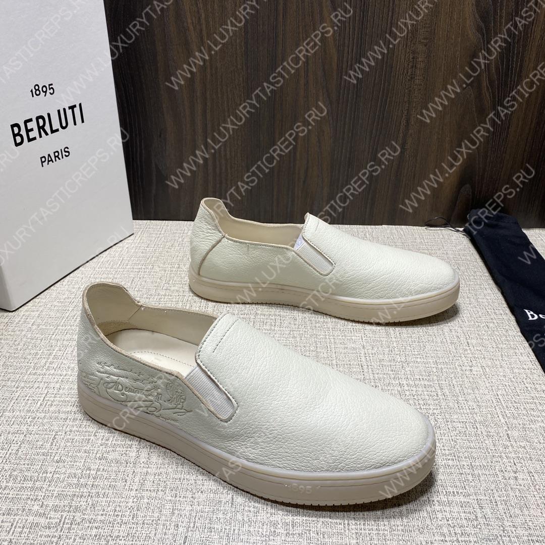 BERLUTI EDIN SCRITTO SLIP ON WHITE S5752-D2