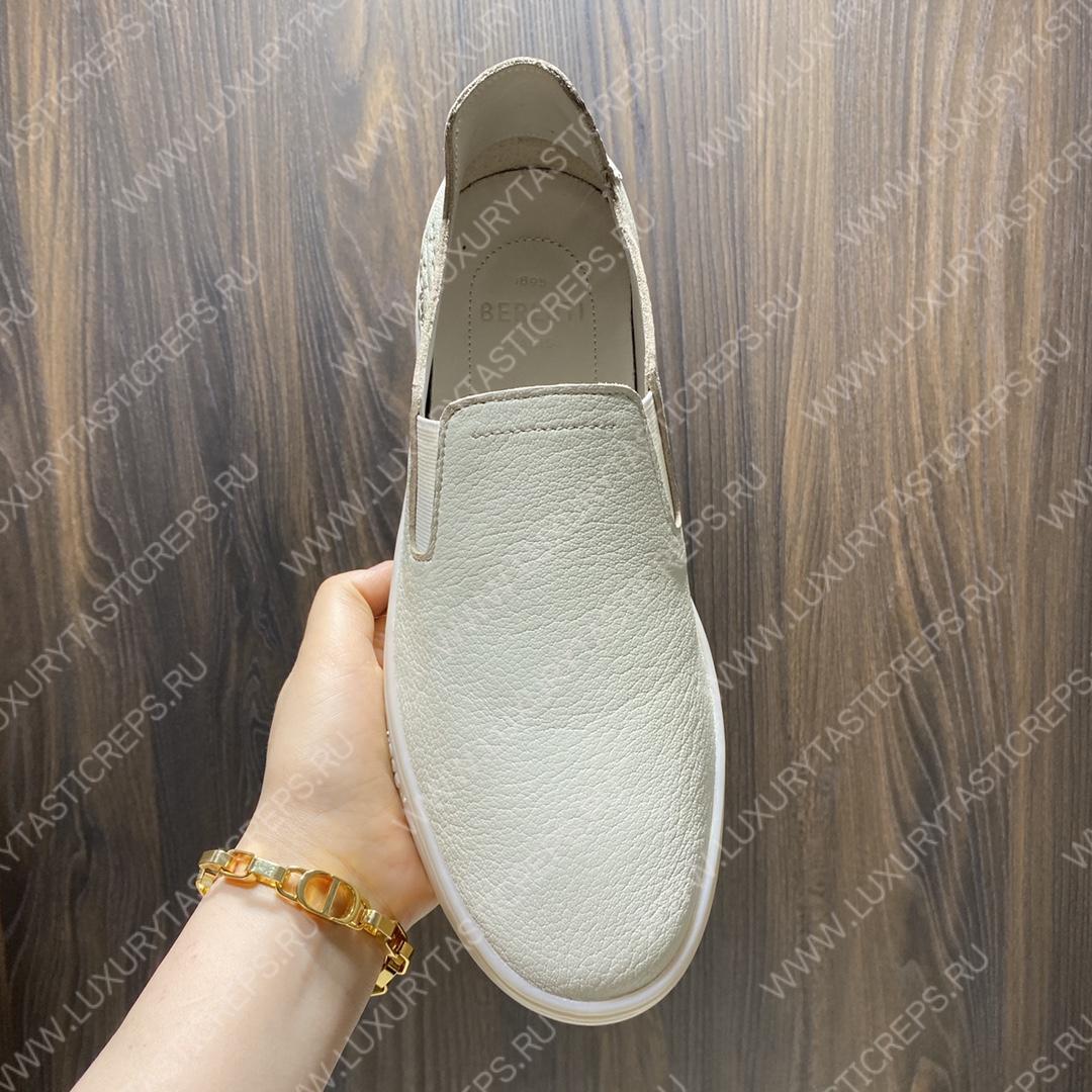 BERLUTI EDIN SCRITTO SLIP ON WHITE S5752-D2