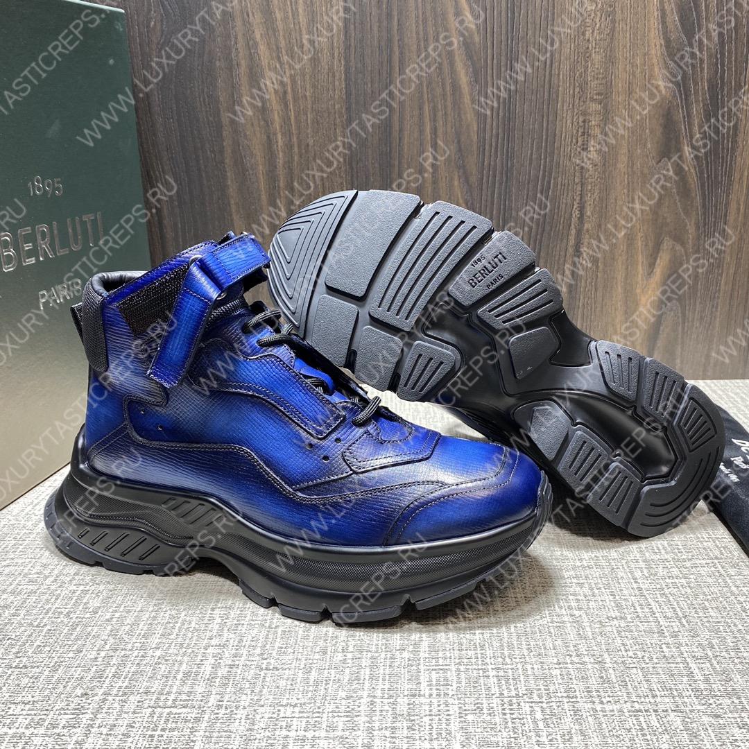 BERLUTI PLAYOFF LEATHER SNEAKER BLUE S5798-V1