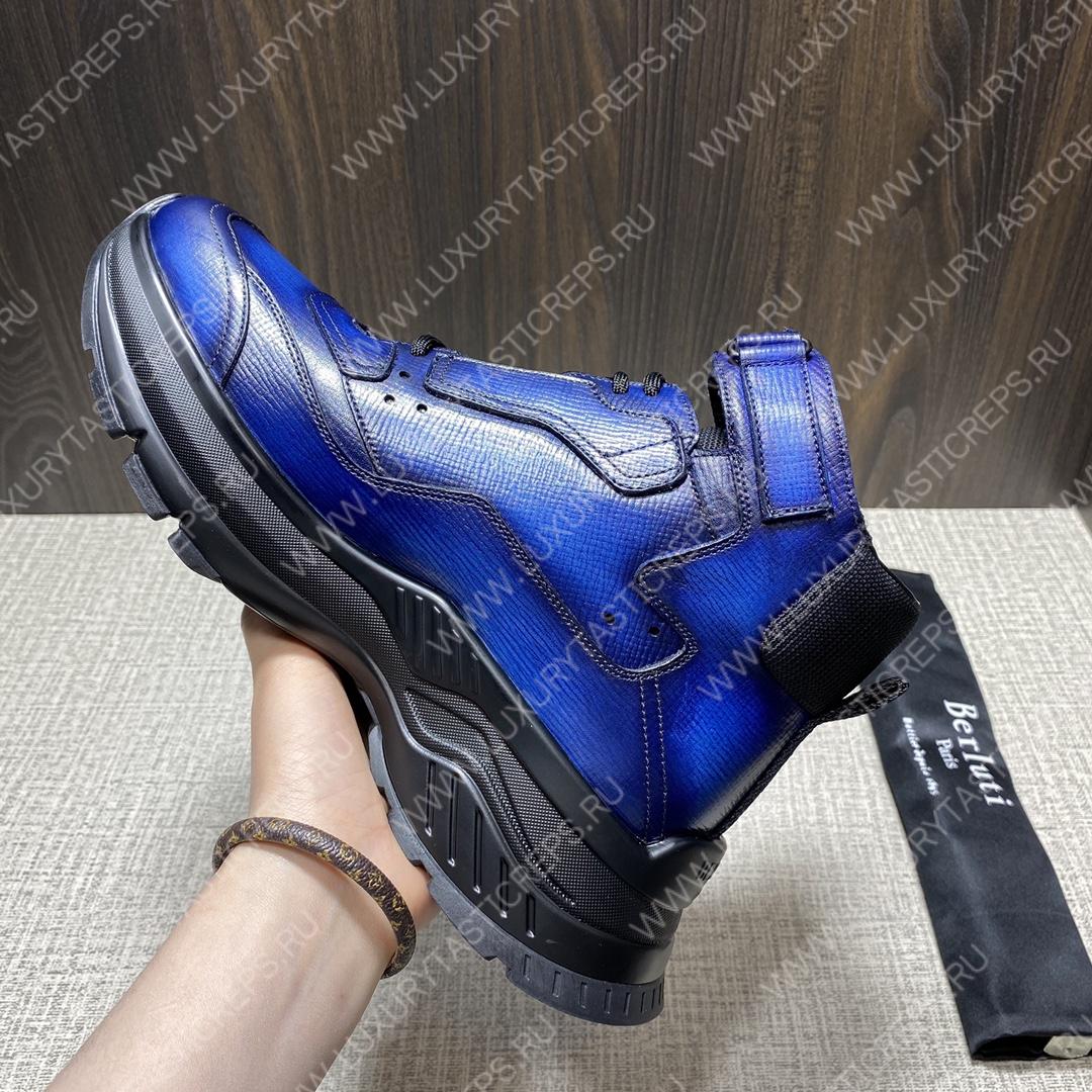 BERLUTI PLAYOFF LEATHER SNEAKER BLUE S5798-V1