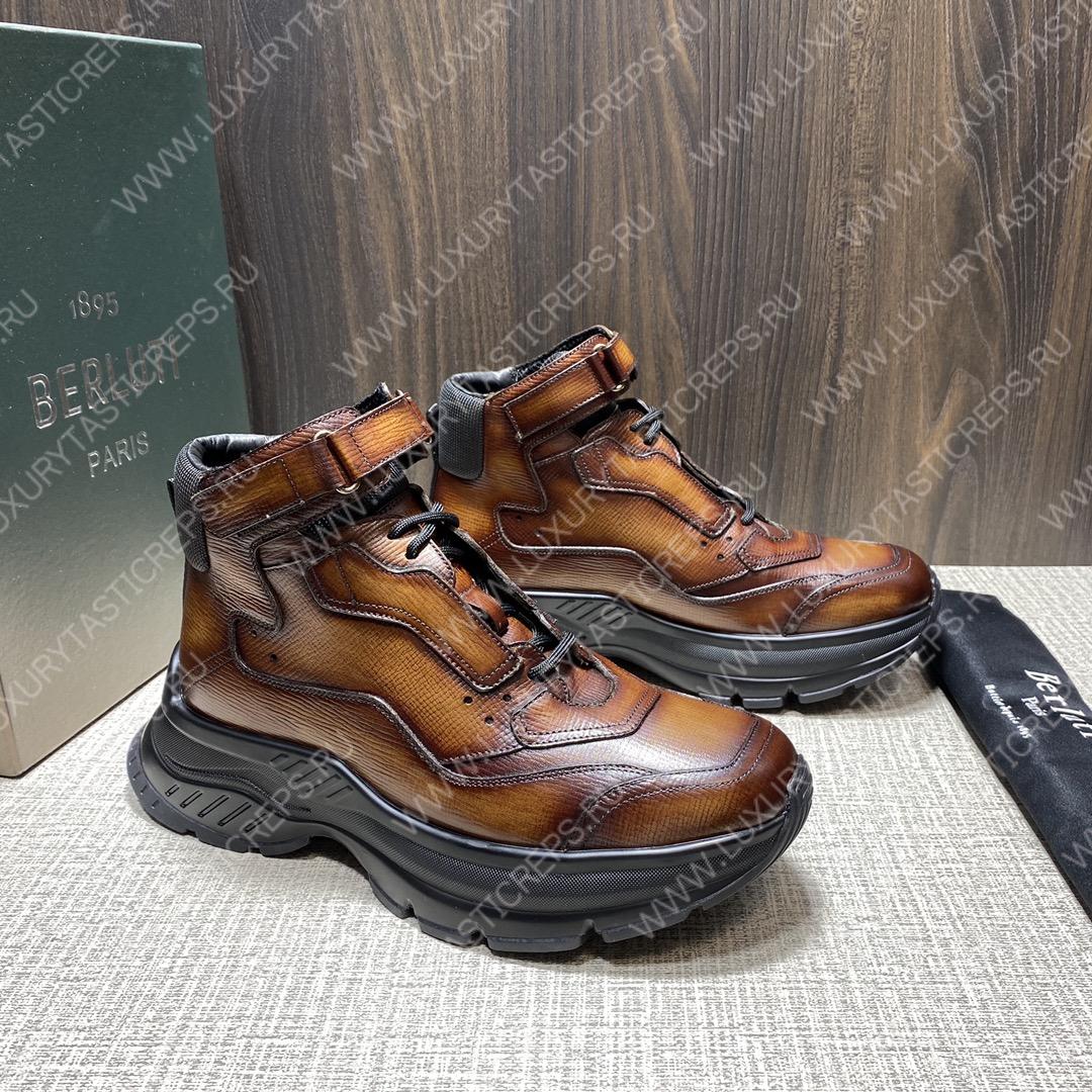 BERLUTI PLAYOFF LEATHER SNEAKER BROWN S5798-V1