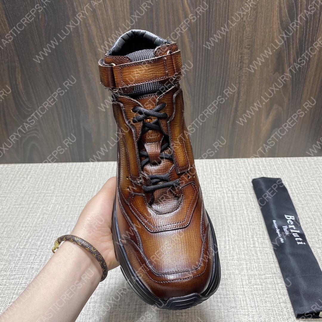 BERLUTI PLAYOFF LEATHER SNEAKER BROWN S5798-V1