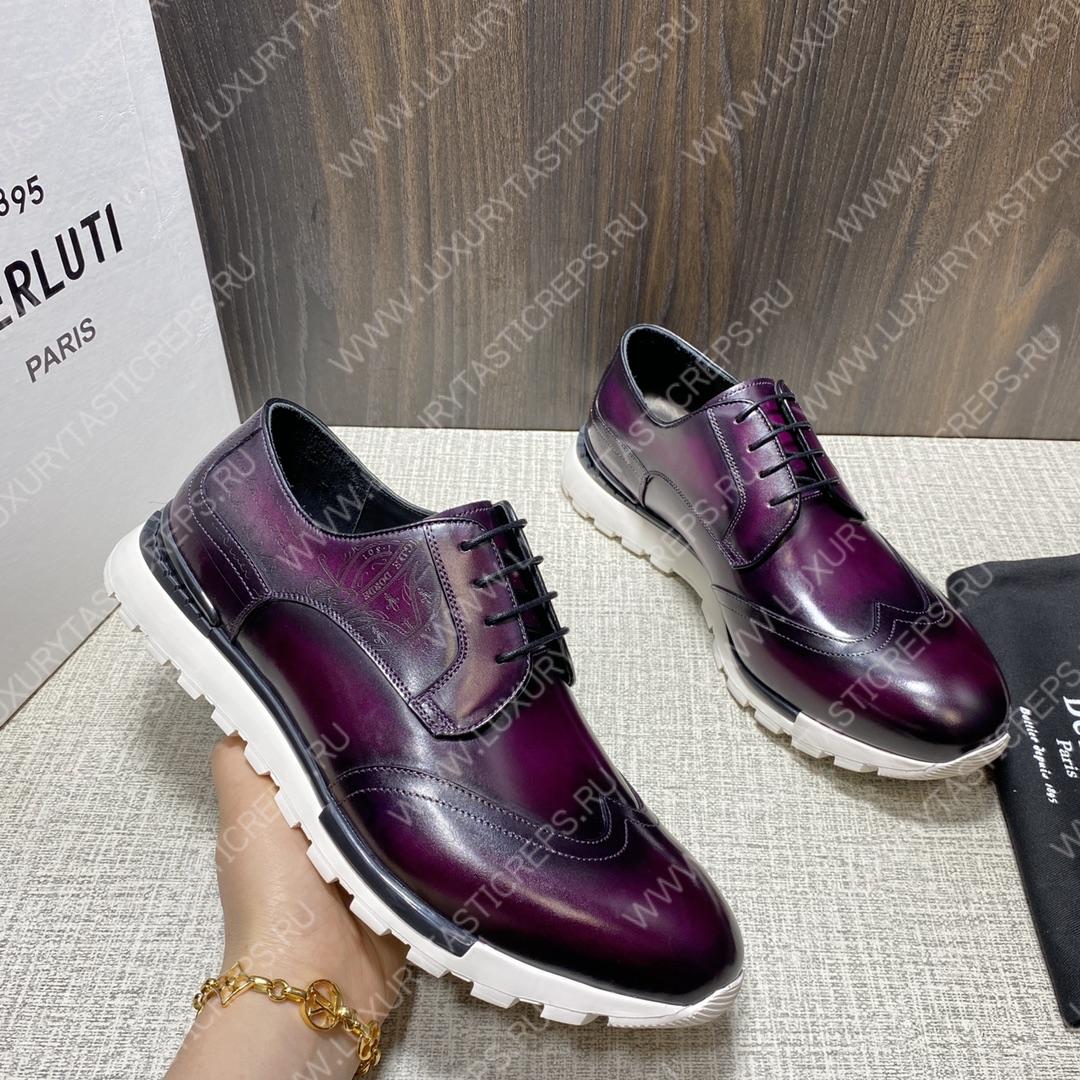 BERLUTI FAST TRACK SCRITTO SNEAKER PURPLE S5541