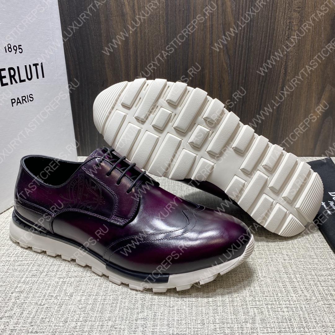 BERLUTI FAST TRACK SCRITTO SNEAKER PURPLE S5541