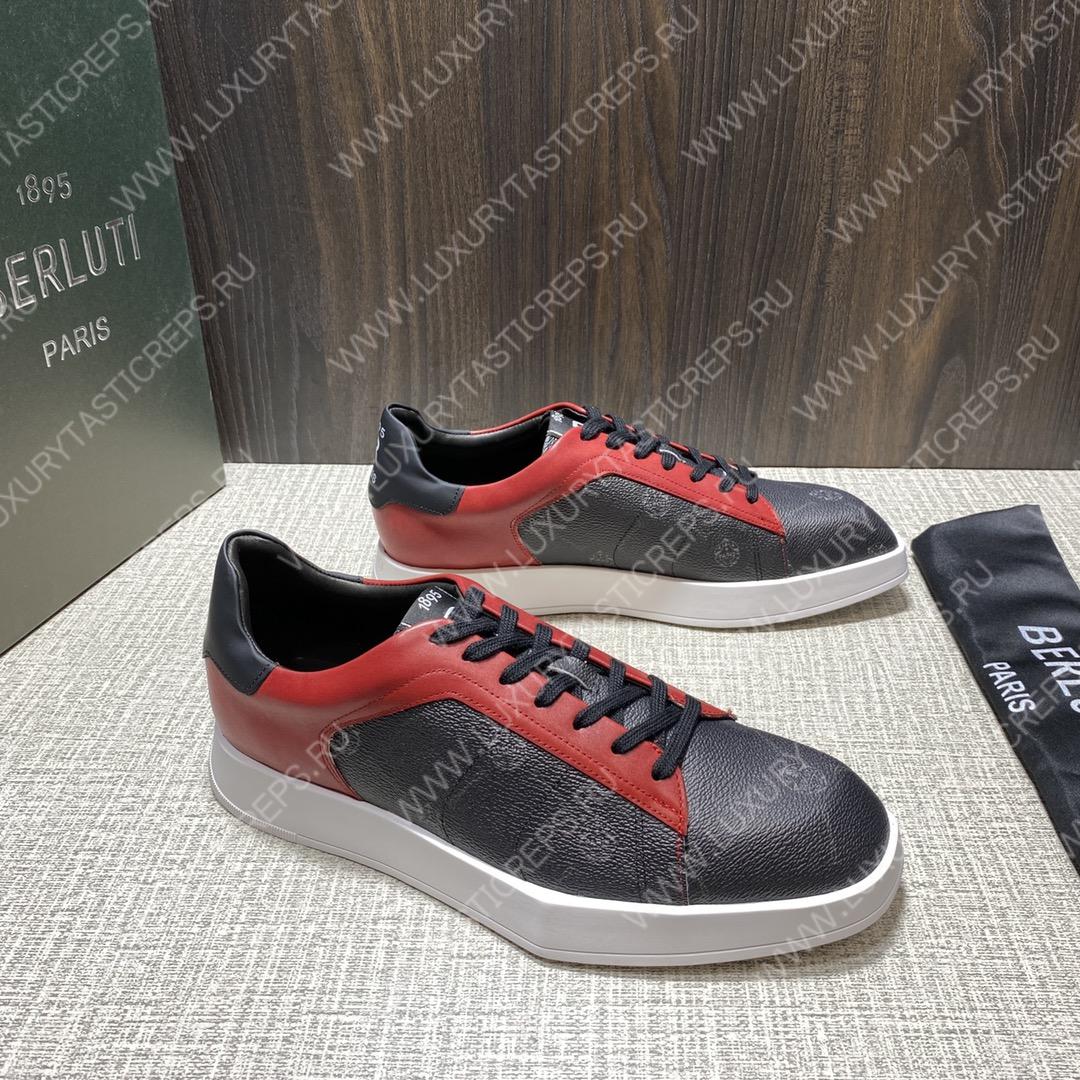 BERLUTI PLAYTIME SNEAKER BLACK AND RED S6163-V31