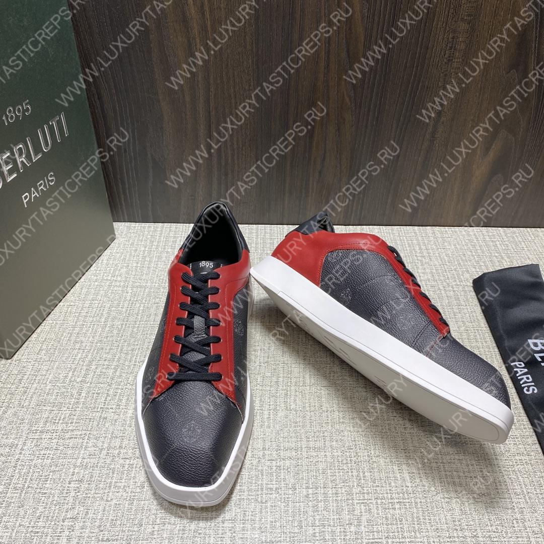 BERLUTI PLAYTIME SNEAKER BLACK AND RED S6163-V31