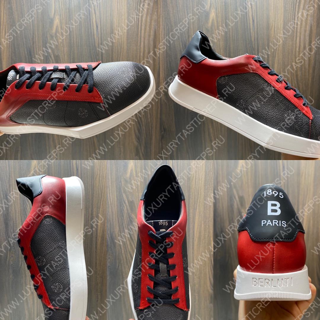 BERLUTI PLAYTIME SNEAKER BLACK AND RED S6163-V31